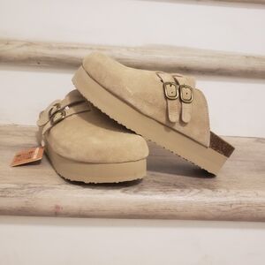 Project Cloud Genuine Leather Platform Clogs for Women Footwear  Memory Foam Sz9